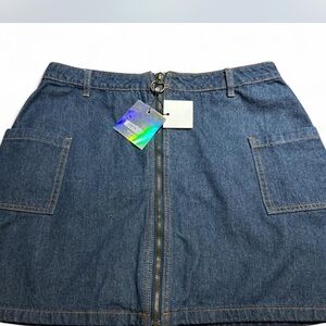 Missguided + Blue Denim Mini Skirt with Zipper